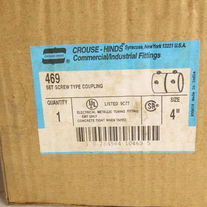 Crouse-Hinds 469 4" EMT Set Screw Type Coupling Lot of 4