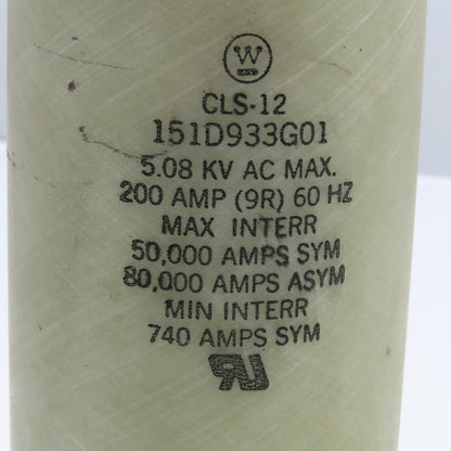 Westinghouse 151D933G01 CLS-12 200A 5.08kVAC Max Current Limiting Fuse