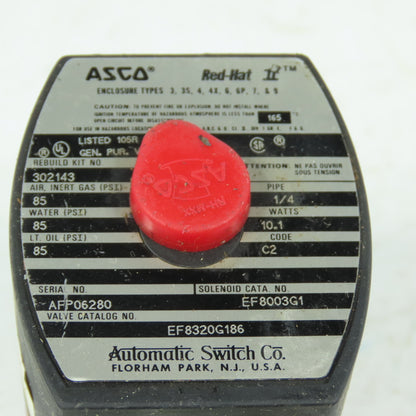 ASCO EF8320G186 Red-Hat II Solenoid Valve 1/4" 120V 3-Way Brass
