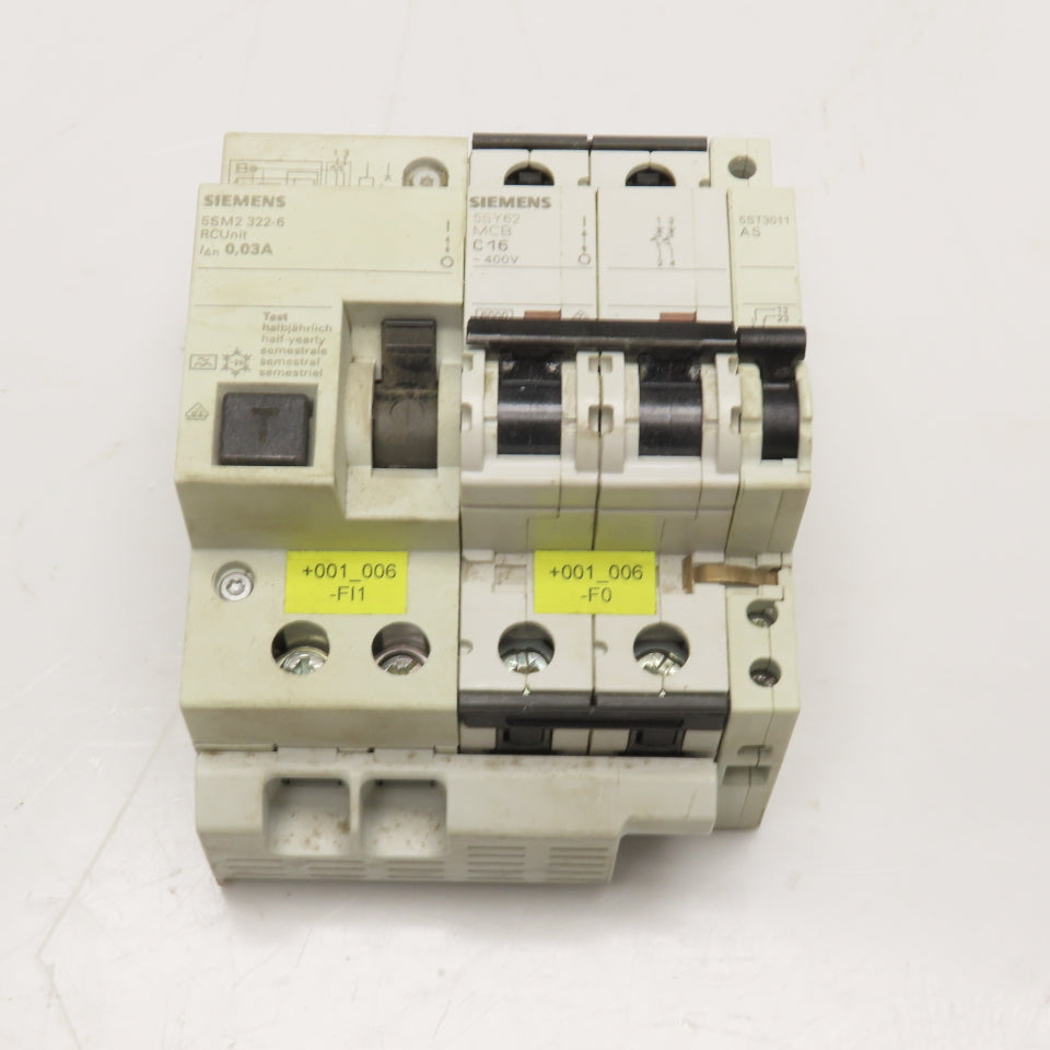 Siemens 5SM2 322-6 5SY62 400V 2 Pole Circuit Breaker 0.03A RC Unit