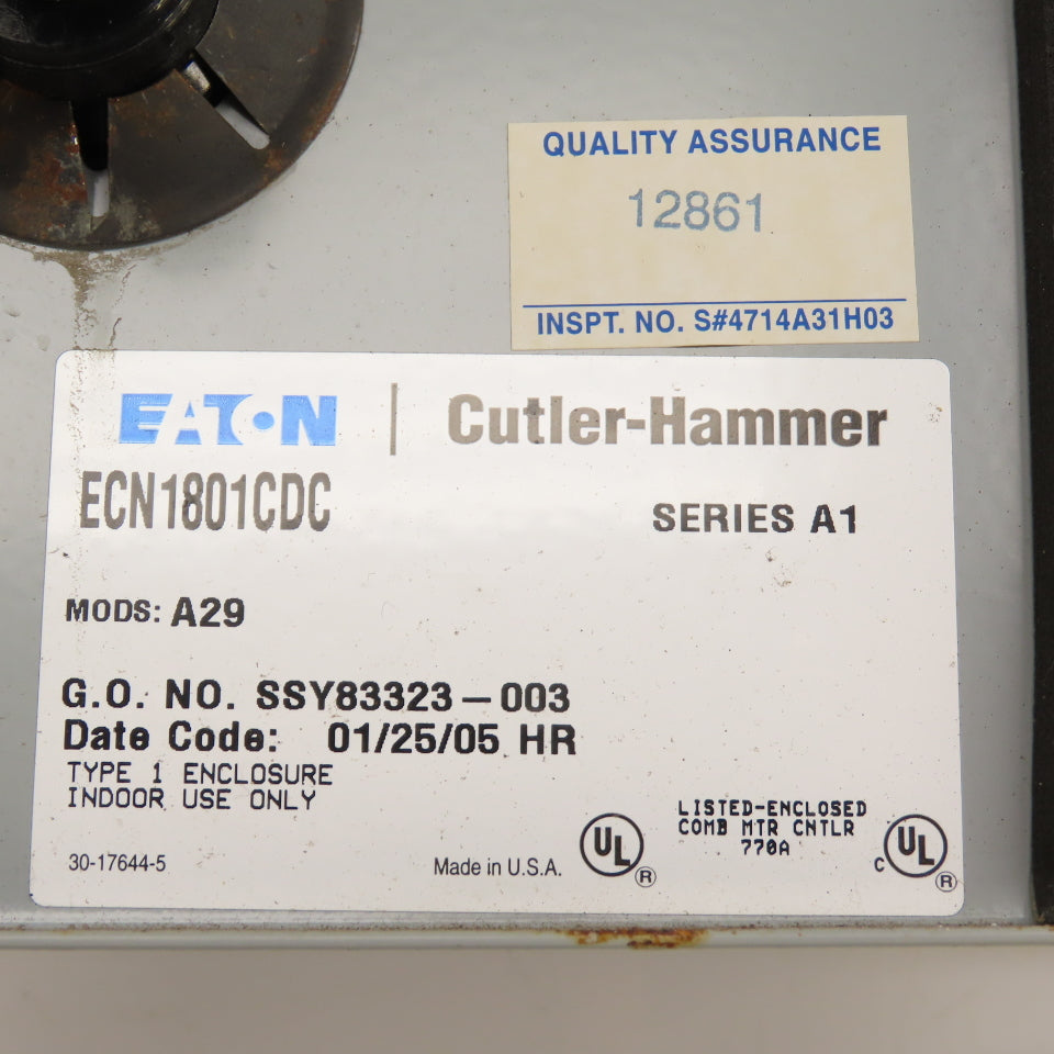 Cutler-Hammer ECN1801CDC Combination Motor Starter NEMA Size 0 Fusible 18A