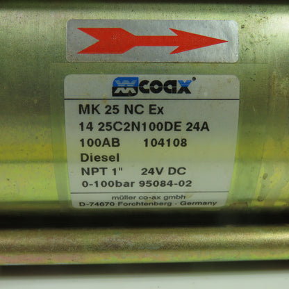 müller co-ax 14 25C2N100DE 24A MK 25 NC Ex Coaxial Valve 24VDC NPT 1" 100 Bar