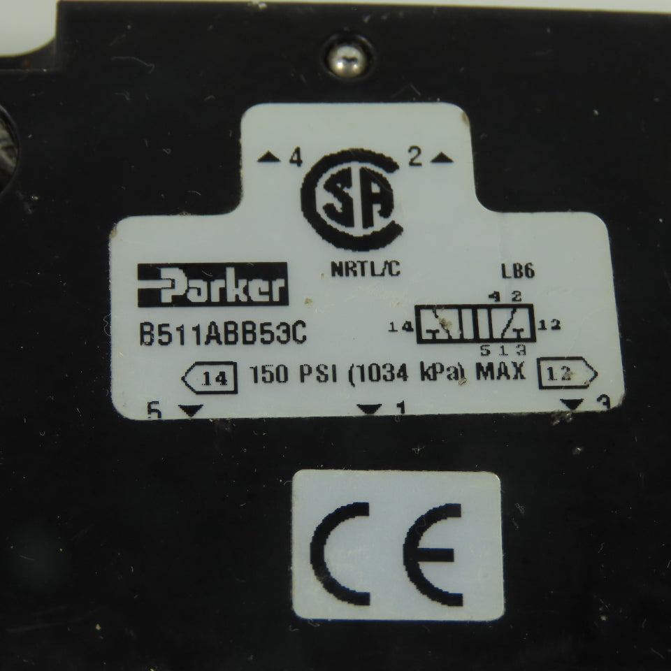 Parker B511ABB53C Pneumatic Solenoid Valve 120V 150PSI with Mufflers