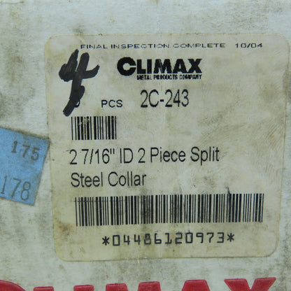 Climax 2C-243 2-7/16" ID 2-Piece Split Steel Collar Lot Of 4