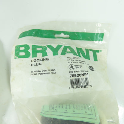 Bryant 70520NP Locking Plug 2P 3W Grounding 20A 125V NEMA L5-20 Lot of 2