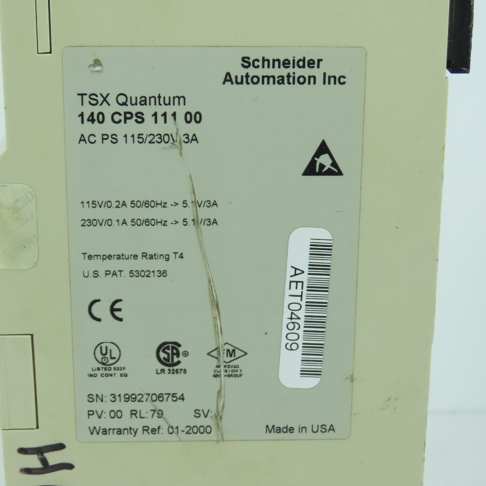 Schneider 140 CPS 111 00 TSX Quantum Power Supply Module 115/230VAC 3A