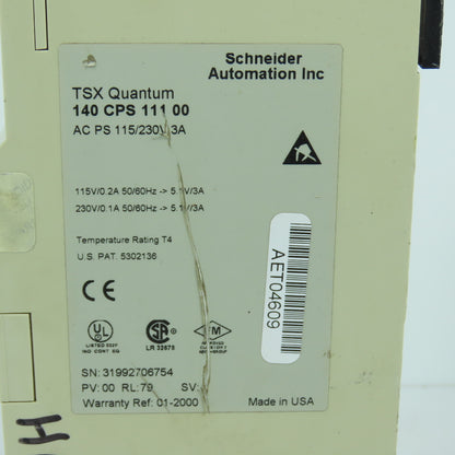 Schneider 140 CPS 111 00 TSX Quantum Power Supply Module 115/230VAC 3A