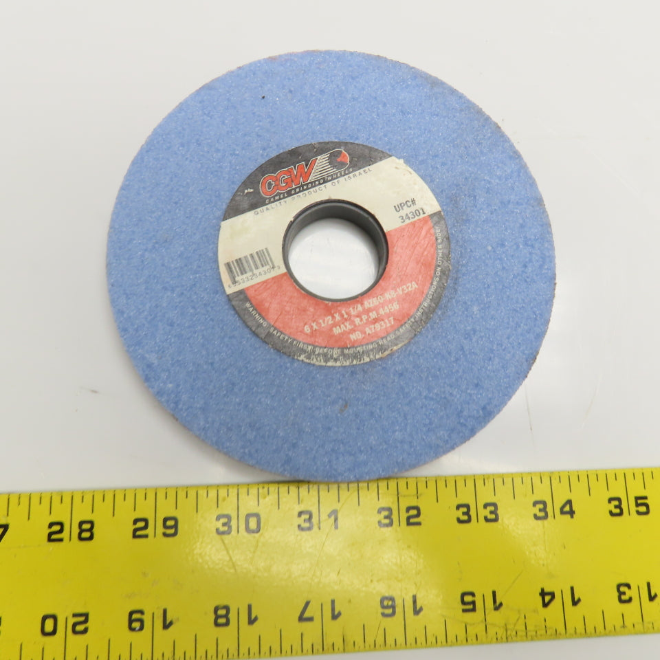 CGW 34301 6" x 1/2" x 1-1/4" Grinding Wheel AZ60-K8-V32A Aluminum Oxide Lot Of 2