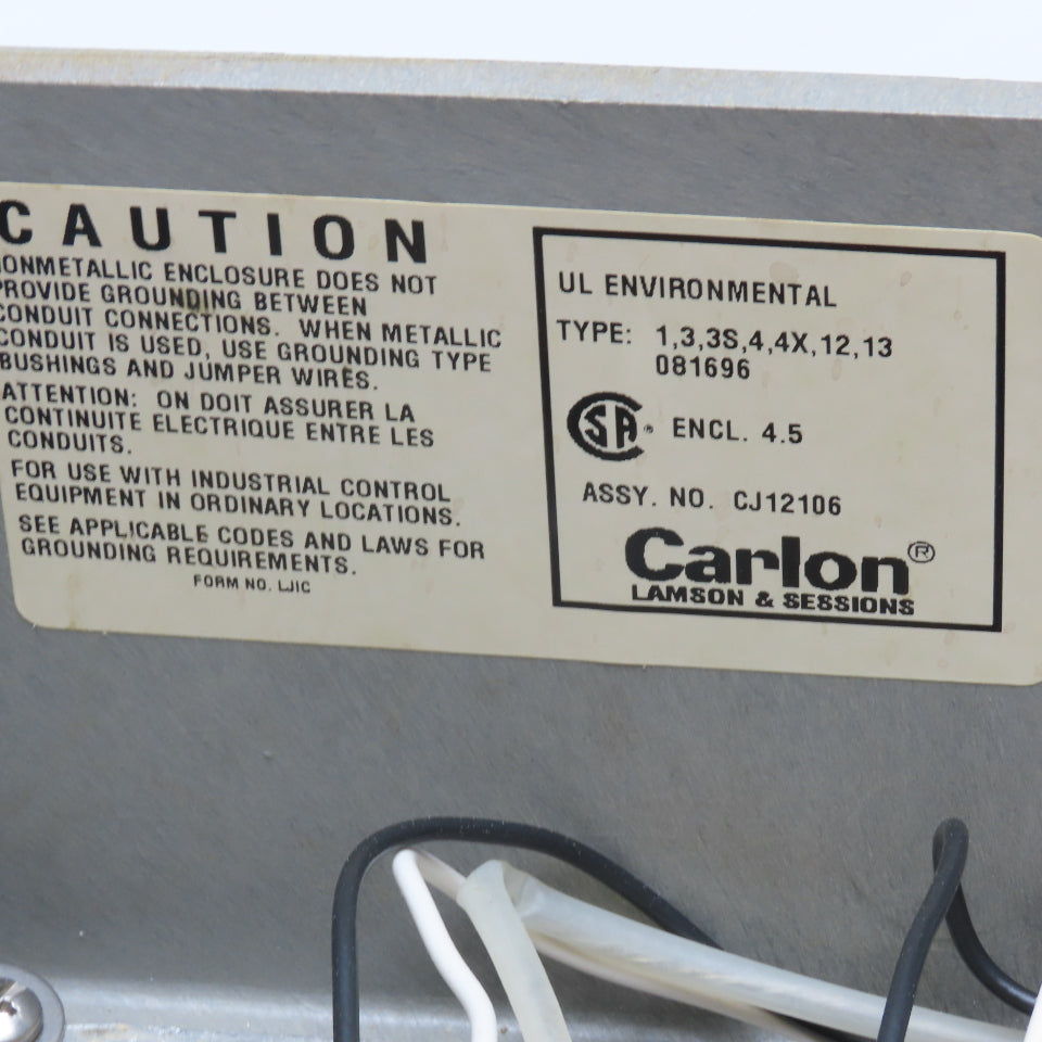 Carlon CJ12106 12" x 10" x 6" Nonmetallic Electrical Enclosure 1.3,3S,4,4X,12,13
