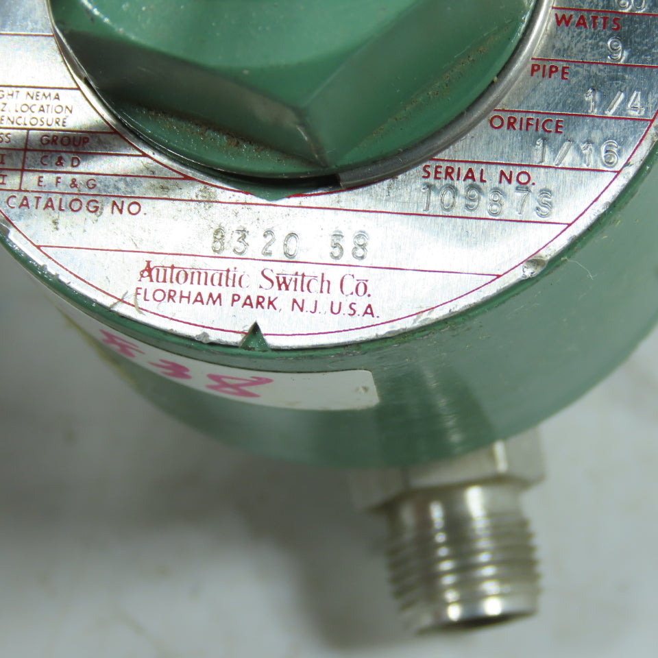 ASCO 8320 58 Red-Hat Solenoid Valve 1/4" Pipe 120V