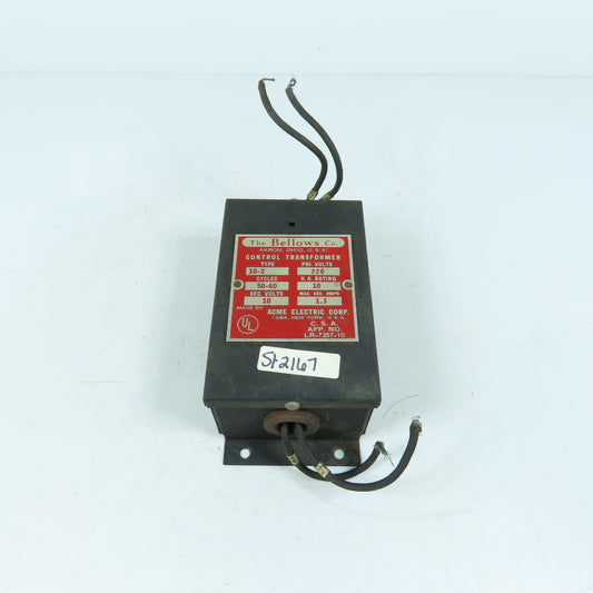 The Bellows Co. Acme 10-2 Control Transformer 220V to 10V 10VA