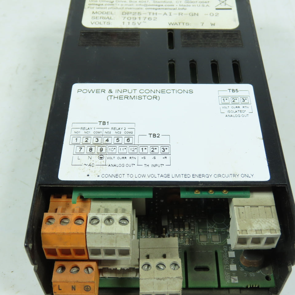 Omega DP25-TH-AI-R-GN -02 Digital Panel Meter 115V Thermistor Input Parts/Repair