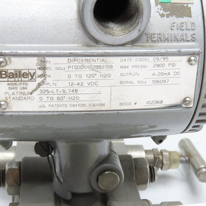 Bailey PTSDDC122BB210B Differential Pressure Transmitter W/ Manifold 12-42VDC
