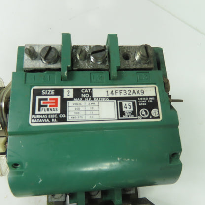Furnas 14FF32AX9 NEMA Size 2 Magnetic Motor Starter 3Ph 45A 600VAC 120V Coil