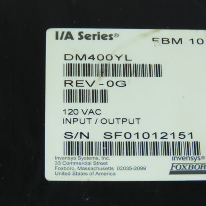 Foxboro FBM 10 DM400YL I/A Series Fieldbus Module 120VAC Input/Output