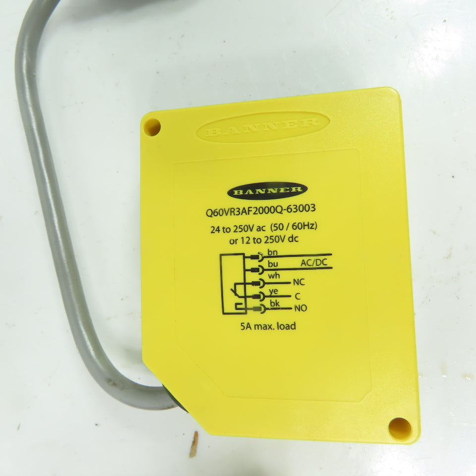 Banner Q60VR3AF2000Q-63003 Photoelectric Sensor 24-250VAC 12-250VDC 5A NEW