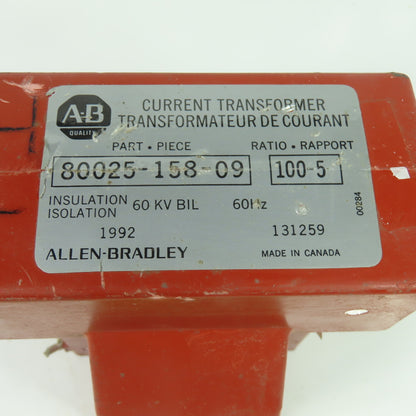 Allen-Bradley 80025-158-09 Current Transformer 100:5 Ratio 60Hz