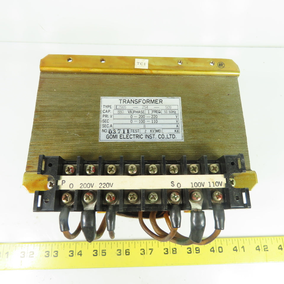 Gomi E2565-254-509 880VA 1Ph Industrial Control Transformer 200/220V to 100/110V