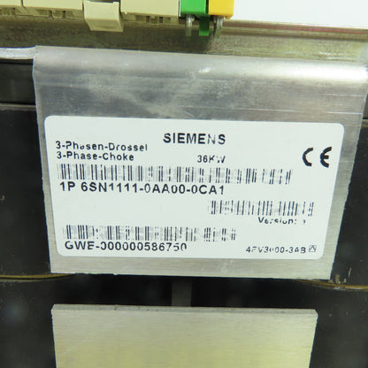 Siemens 6SN1111-0AA00-0CA1 36kW 3-Phase Line Reactor