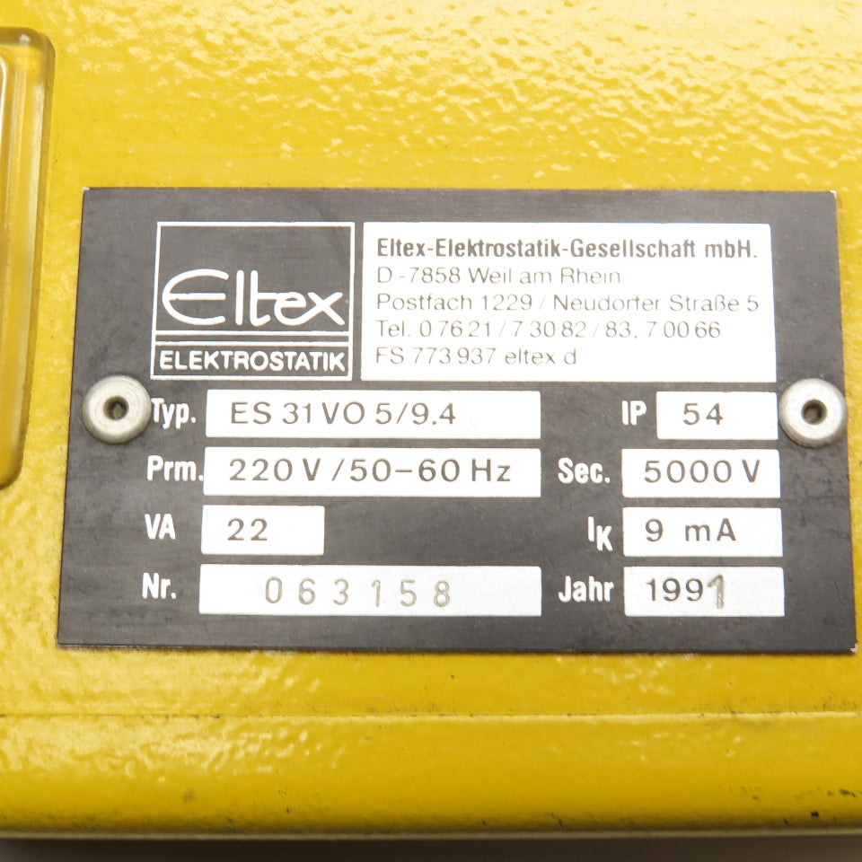 Eltex ES 31 VO 5/9.4 Ionization Unit Power Supply 220V 22Va 5000V Sec.
