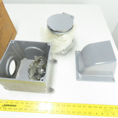 Amerace B12076RR 7144 WR Pin and Sleeve Receptacle Assembly w/Back Box & Adapter