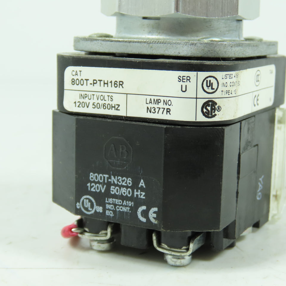 Allen-Bradley 800T-PTH16R 120V Momentary Contact Push Switch Illuminated Red
