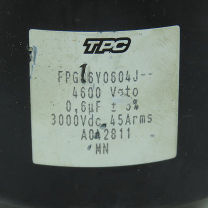 TPC FPG86Y0604J Power Capacitor 0.6uF 3000VDC 45Arms