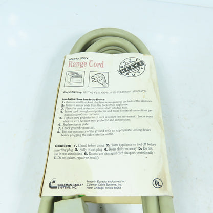 Coleman Cable 09014 Heavy Duty Range Cord 50A 4ft 125/250V