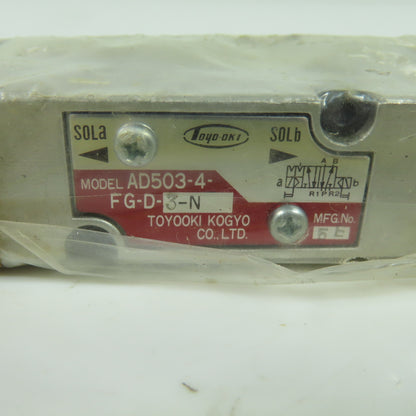 Toyooki Kogyo AD503-4-FG-D-3-N Solenoid Valve DC 24V NEW