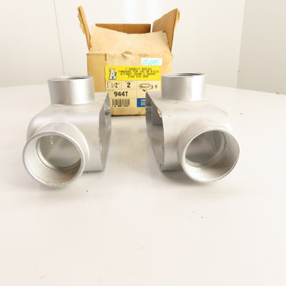 Arlington 944T 1-1/2" Threaded T Conduit Body Zinc Die Cast Lot of 2