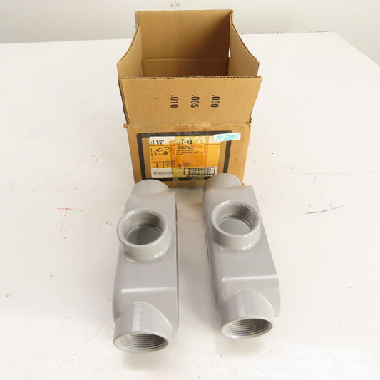 Bridgeport T-45 1-1/2" T-Type Conduit Body Threaded Rigid/IMC (Lot of 2)