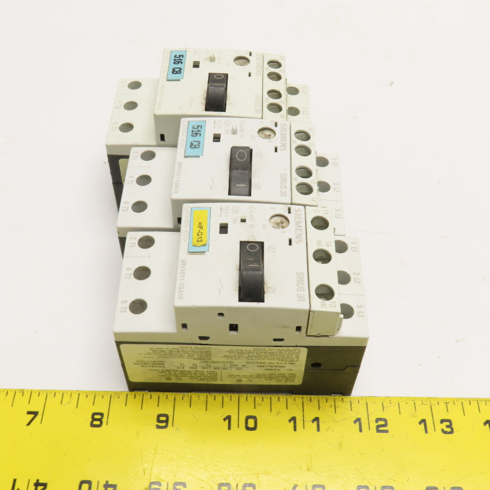 Siemens 3RV1011-1GA10 Manual Combination Starter 600V 4.5-6.3A Lot Of 3