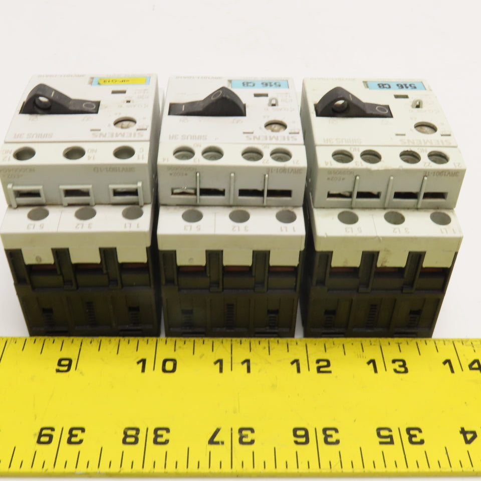 Siemens 3RV1011-1GA10 Manual Combination Starter 600V 4.5-6.3A Lot Of 3