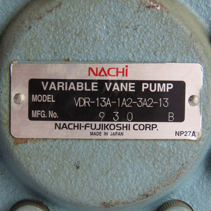 Nachi VDR-13A-1A2-3A2-13 Variable Vane Pump Hydraulic 1" Shaft