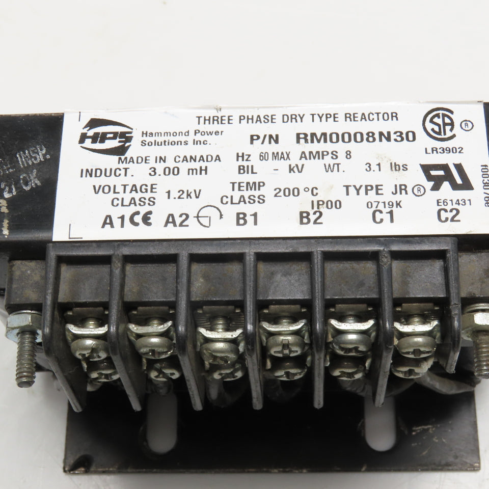 Hammond Power RM0008N30 3.00mH 60Hz 8A Class 1.2kV Three Phase Reactor