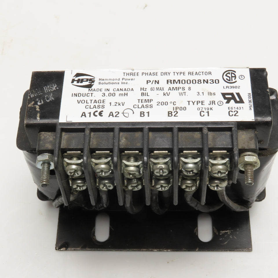 Hammond Power RM0008N30 3.00mH 60Hz 8A Class 1.2kV Three Phase Reactor