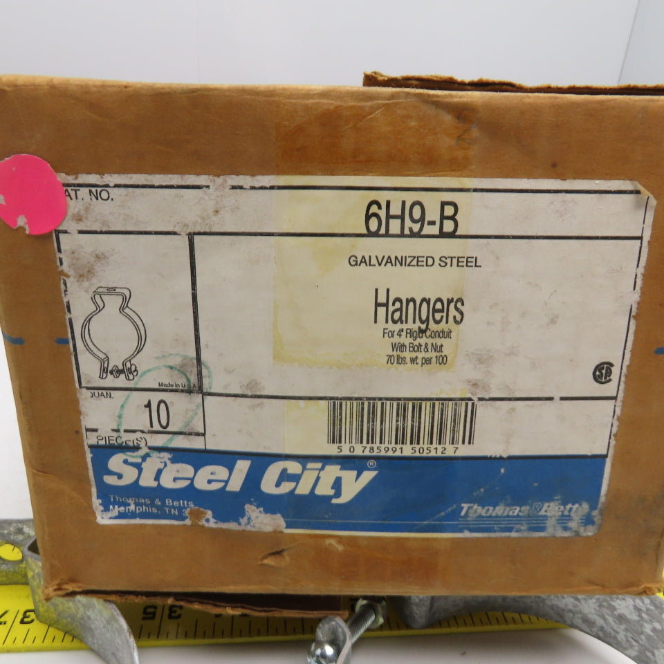 Steel City 6H9-B 4" Rigid Conduit Galvanized Steel Hanger Lot Of 10
