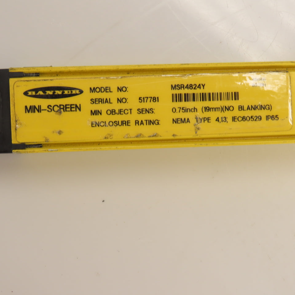 Banner MSR4824Y Mini-Screen 48" Safety Light Curtain Receiver 0.75in Sens