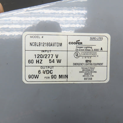 Cooper NCBLB12180AVTDM Sure Lites Emergency Lighting Battery Back Up No Battery