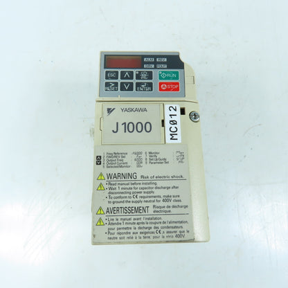 Yaskawa CIMR-JU2A0004BAA J1000 Series Variable Frequency Drive 200-240V 3Ph 3.5A