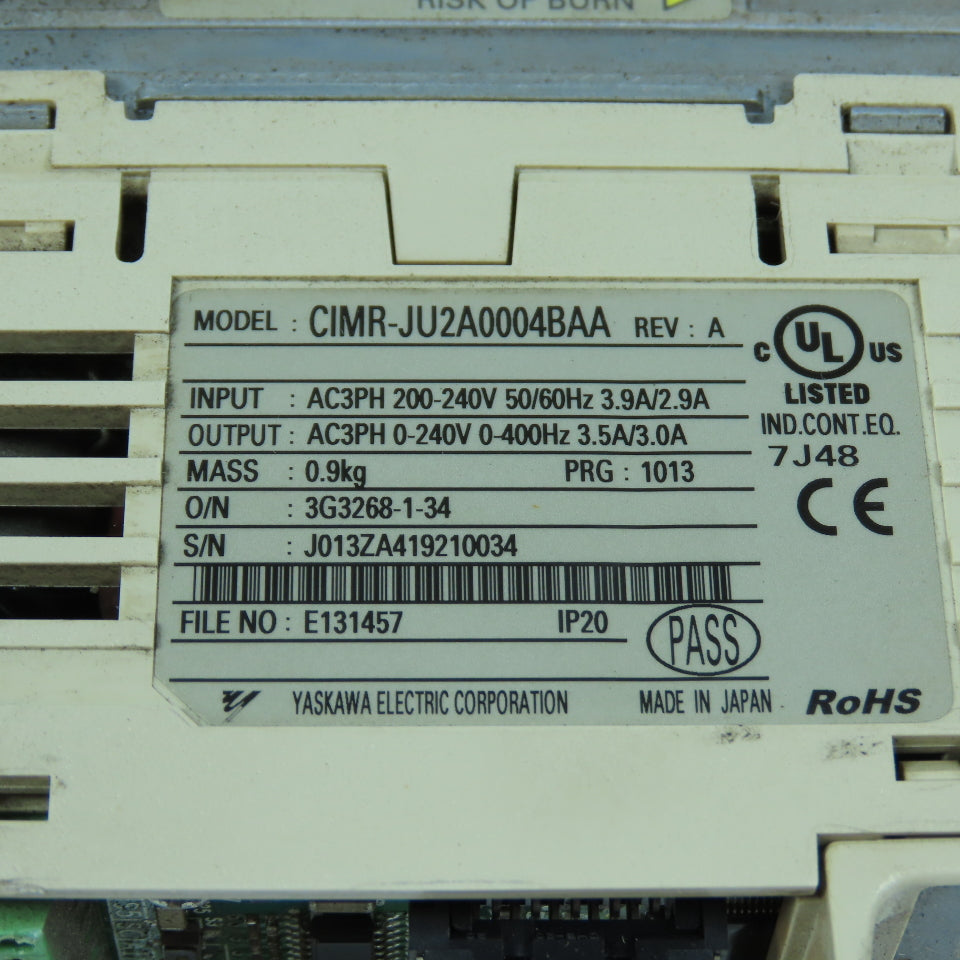 Yaskawa CIMR-JU2A0004BAA J1000 AC Variable Frequency Drive Inverter 3Ph 200-240V