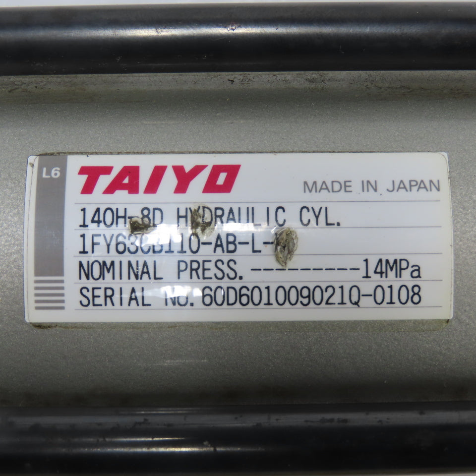 Taiyo 1FY63CB110-AB-L 140H-8D Hydraulic Cylinder 14MPa 63mm Bore 110mm Stroke