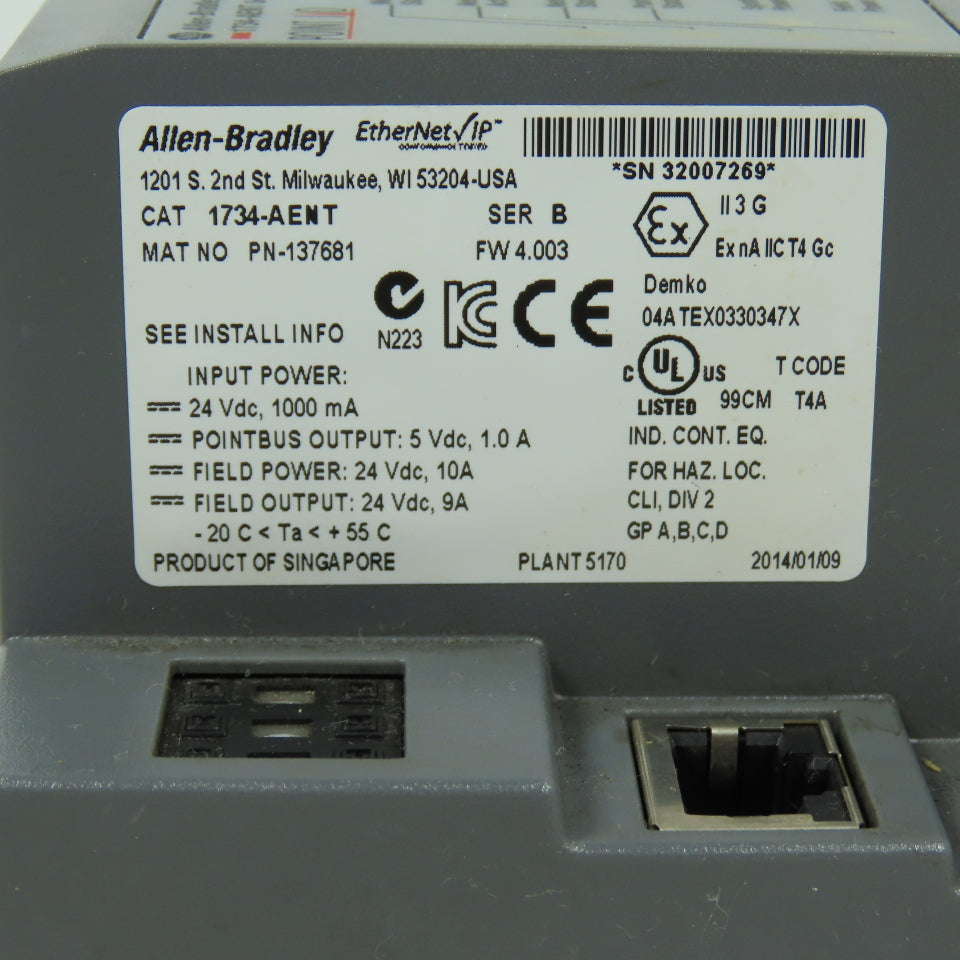 Allen-Bradley 1734-AENT Ethernet/IP Adapter 24VDC Series B
