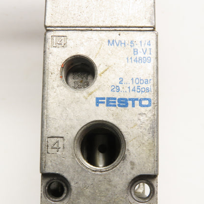 Festo MVH-5-1/4 114899 5/2 Position Pneumatic Solenoid Valve 20.4-26.4VDC Coil