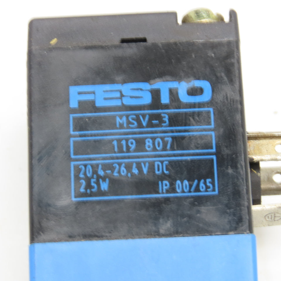Festo MVH-5-1/4 114899 5/2 Position Pneumatic Solenoid Valve 20.4-26.4VDC Coil