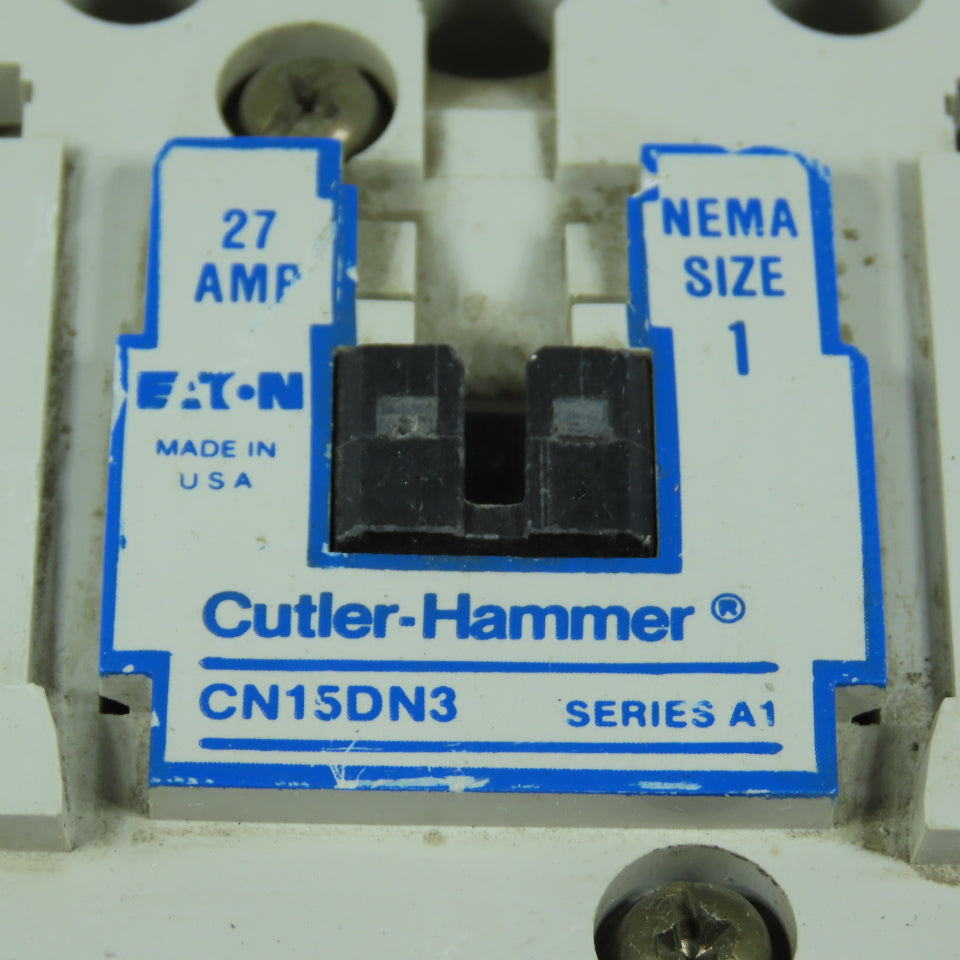 Eaton Cutler-Hammer CN15DN3 NEMA Size 1 Contactor 27A 3-Pole 120V Coil Series A1
