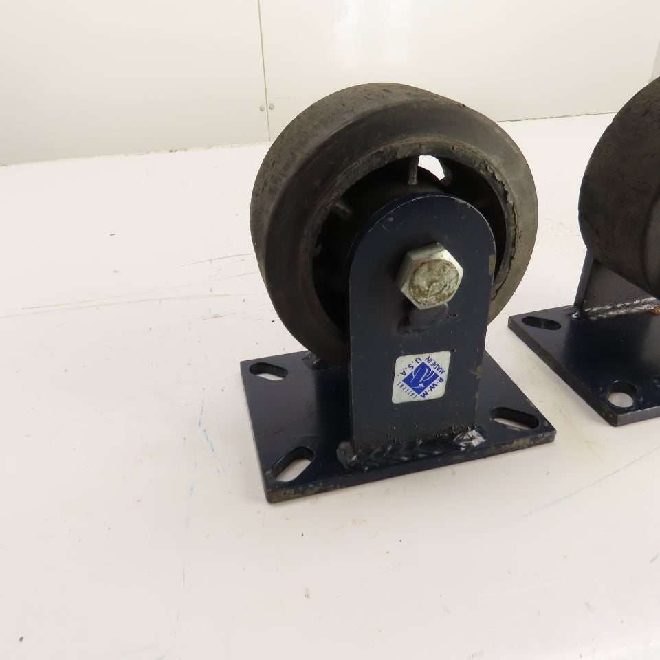 RWM Heavy Duty Caster Set 6x3 Inch 2 Rigid 1 Swivel Rubber Wheel Lot/3