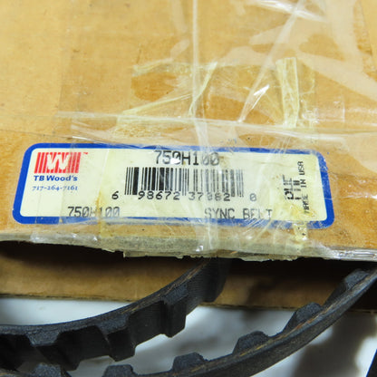 TB Woods 750H100 H Profile Synchronous Timing Belt 75" Length 1" Width 150 Teeth