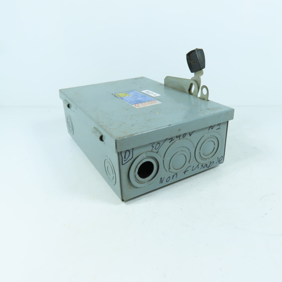 Square D DU321 30A 3-Pole Non-Fusible Safety Disconnect Switch 240VAC Series E1