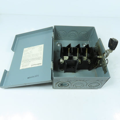 Square D DU321 30A 3-Pole Non-Fusible Safety Disconnect Switch 240VAC Series E1